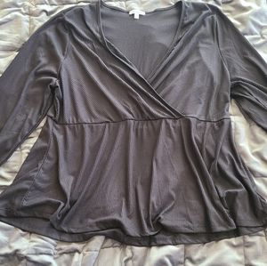 Black deep v-neck long sleeve